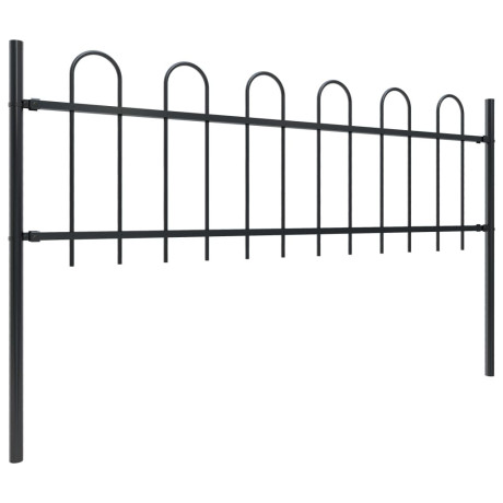 vidaXL Tuinhek met ringtop staal 1426x60 cm zwart afbeelding2 - 1