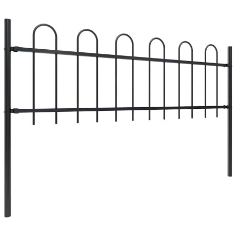 vidaXL Tuinhek met ringtop staal 1781,5x60 cm zwart afbeelding2 - 1