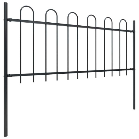 vidaXL Tuinhek met ringtop staal 537x80 cm zwart afbeelding2 - 1