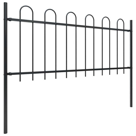 vidaXL Tuinhek met ringtop staal 892,5x80 cm zwart afbeelding2 - 1