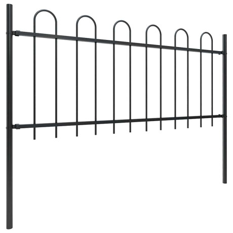 vidaXL Tuinhek met ringtop staal 1603,5x80 cm zwart afbeelding2 - 1