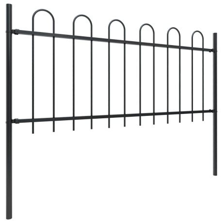 vidaXL Tuinhek met ringtop staal 1781,5x80 cm zwart afbeelding2 - 1