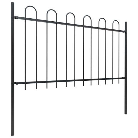 vidaXL Tuinhek met ringtop staal 714,5x100 cm zwart afbeelding2 - 1