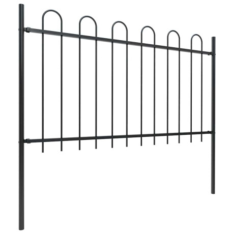 vidaXL Tuinhek met ringtop staal 1248x100 cm zwart afbeelding2 - 1