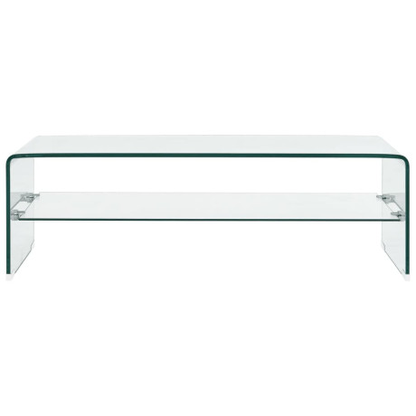 vidaXL Salontafel 98x45x31 cm gehard glas transparant afbeelding2 - 1