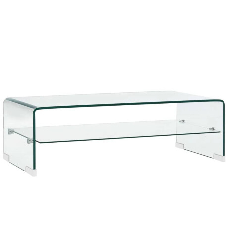 vidaXL Salontafel 98x45x31 cm gehard glas transparant afbeelding2 - 1