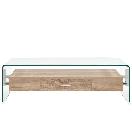 vidaXL Salontafel 98x45x31 cm gehard glas transparant afbeelding2 - 1