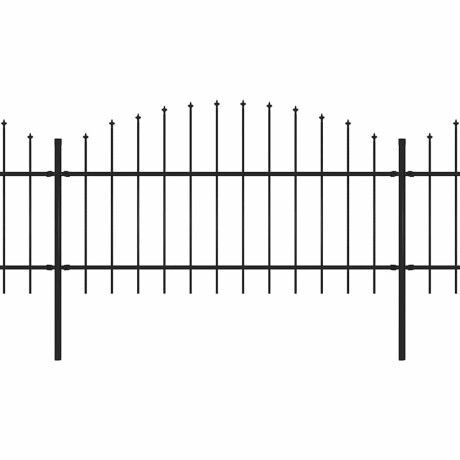 vidaXL Tuinhek met speren bovenkant (1-1,25)x13,6 m staal zwart afbeelding2 - 1
