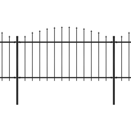vidaXL Tuinhek met speerpunt staal 892,5x150 cm zwart afbeelding2 - 1