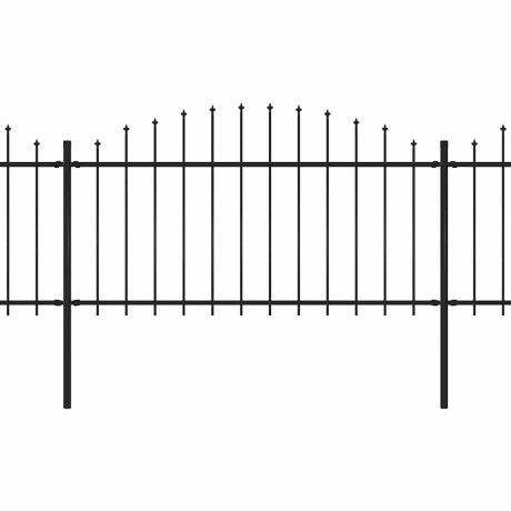 vidaXL Tuinhek met speren bovenkant (1,25-1,5)x15,3 m staal zwart afbeelding2 - 1