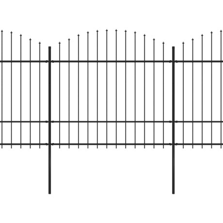 vidaXL Tuinhek met speerpunt staal 714,5x175 cm zwart afbeelding2 - 1