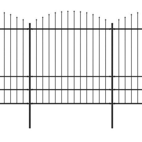 vidaXL Tuinhek met speren bovenkant (1,75-2)x3,4 m staal zwart afbeelding2 - 1