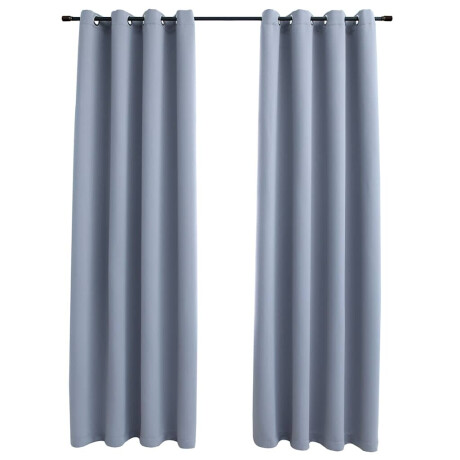 vidaXL Gordijn verduisterend met metalen ringen 2 st 140x245 cm grijs afbeelding2 - 1