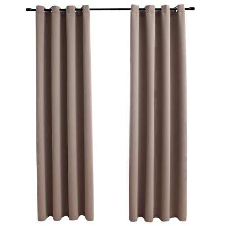 vidaXL Gordijn verduisterend met metalen ringen 2 st 140x225 cm taupe afbeelding2 - 1