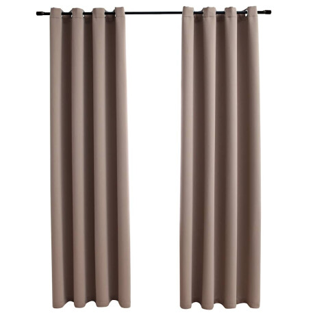 vidaXL Gordijn verduisterend met metalen ringen 2 st 140x245 cm taupe afbeelding2 - 1