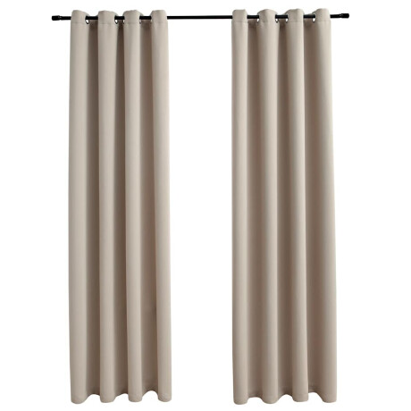 vidaXL Gordijn verduisterend met metalen ringen 2 st 140x175 cm beige afbeelding2 - 1