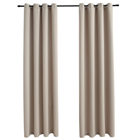 vidaXL Gordijn verduisterend met metalen ringen 2 st 140x245 cm beige afbeelding2 - 1