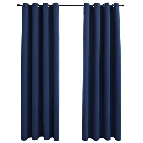 vidaXL Gordijn verduisterend met metalen ringen 2 st 140x175 cm blauw afbeelding2 - 1