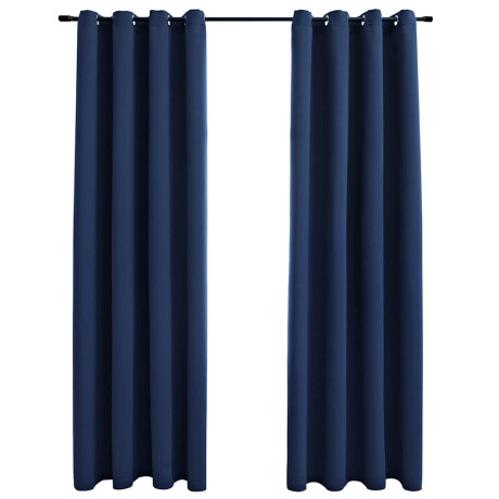 vidaXL Gordijn verduisterend met metalen ringen 2 st 140x245 cm blauw afbeelding2 - 1