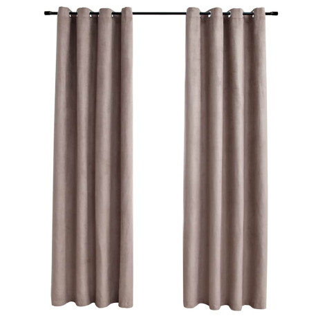 vidaXL Gordijn verduisterend met metalen ringen 2 st 140x175 cm taupe afbeelding2 - 1