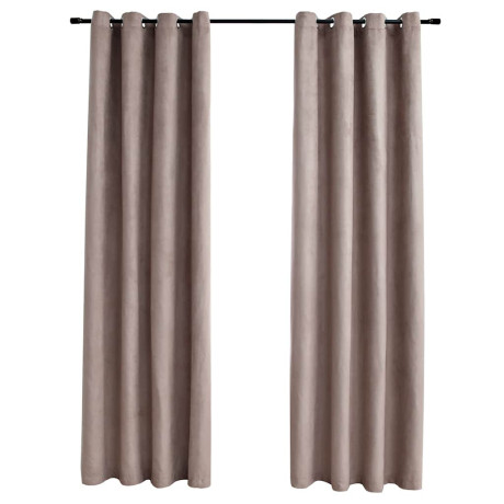 vidaXL Gordijn verduisterend met metalen ringen 2 st 140x225 cm taupe afbeelding2 - 1