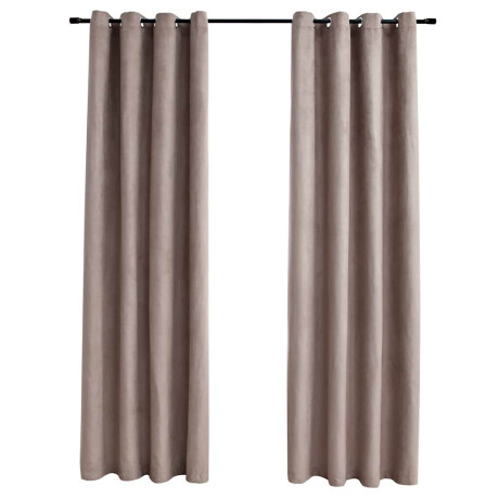 vidaXL Gordijn verduisterend met metalen ringen 2 st 140x245 cm taupe afbeelding2 - 1