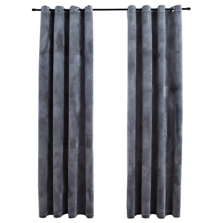 vidaXL Gordijn verduisterend met ringen 2 st 140x225 cm fluweel grijs afbeelding2 - 1