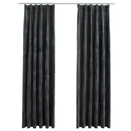 vidaXL Gordijnen verduisterend 2 st met haken 140x175 cm fluweel antraciet afbeelding2 - 1