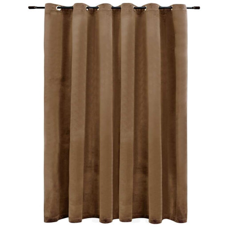 vidaXL Gordijn verduisterend met ringen 290x245 cm fluweel beige afbeelding2 - 1