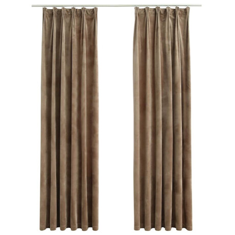 vidaXL Gordijnen verduisterend 2 st met haken 140x175 cm fluweel beige afbeelding2 - 1