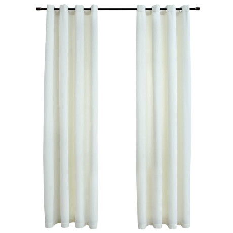 vidaXL Gordijn verduisterend met ringen 2 st 140x175 cm fluweel crème afbeelding2 - 1