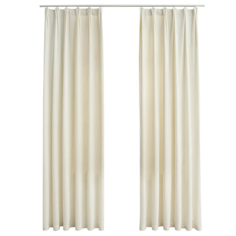 vidaXL Gordijnen verduisterend 2 st met haken 140x175 cm fluweel crème afbeelding2 - 1