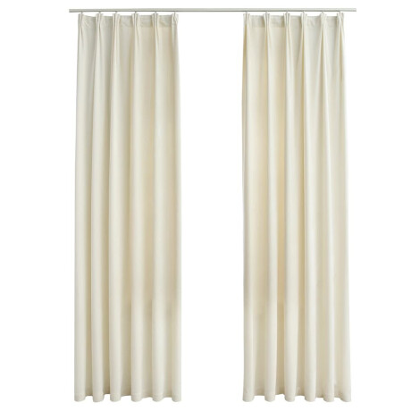 vidaXL Gordijnen verduisterend 2 st met haken 140x225 cm fluweel crème afbeelding2 - 1