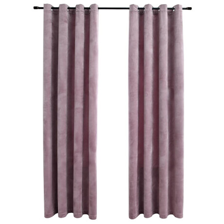 vidaXL Gordijnen verduisterend met ringen 2 st 140x245 cm fluweel roze afbeelding2 - 1