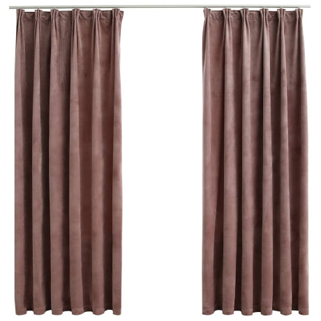 vidaXL Gordijnen verduisterend 2 st met haken 140x175 cm fluweel roze afbeelding2 - 1