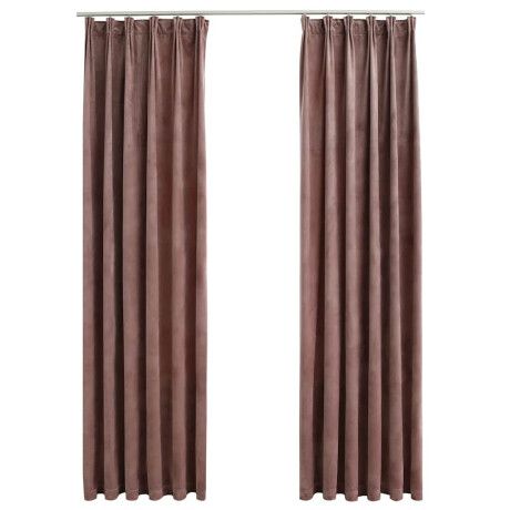 vidaXL Gordijnen verduisterend 2 st met haken 140x245 cm fluweel roze afbeelding2 - 1