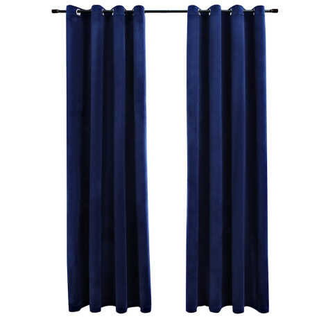 vidaXL Gordijn verduisterend met ringen 2 st 140x245 cm fluweel blauw afbeelding2 - 1