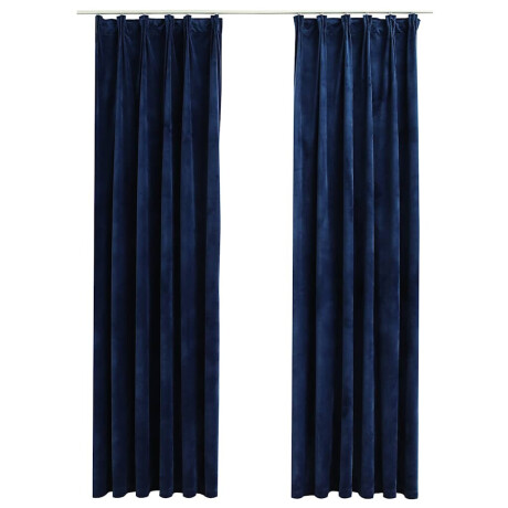 vidaXL Gordijnen verduisterend 2 st met haken 140x225 cm fluweel blauw afbeelding2 - 1