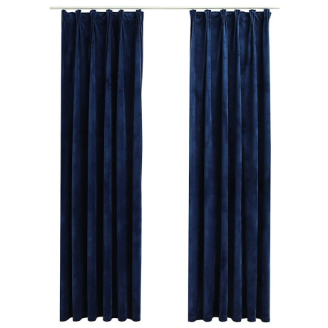 vidaXL Gordijnen verduisterend 2 st met haken 140x245 cm fluweel blauw afbeelding2 - 1