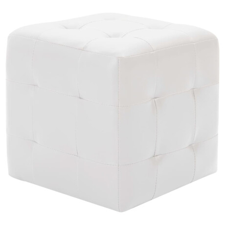 vidaXL Poef 2 st 30x30x30 cm kunstleer wit afbeelding2 - 1