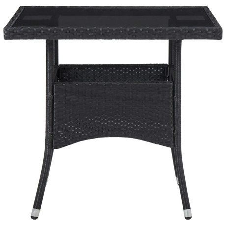 vidaXL Tuintafel poly rattan en glas zwart afbeelding2 - 1