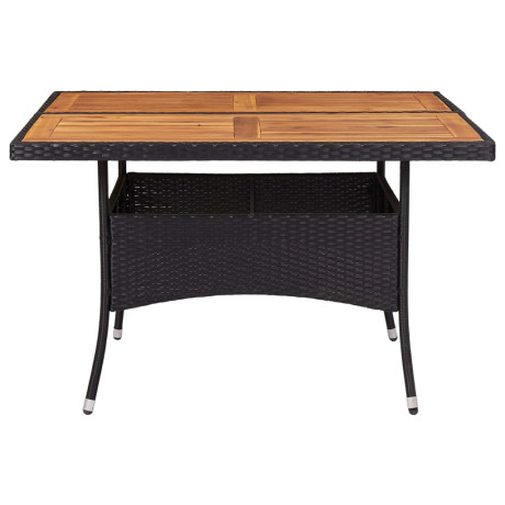 vidaXL Tuintafel poly rattan en massief acaciahout zwart afbeelding2 - 1