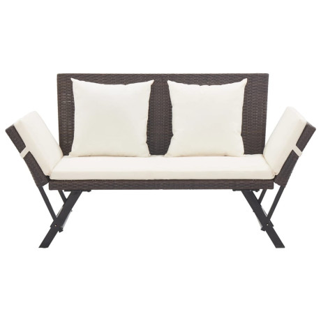 vidaXL Tuinbank met kussens 176 cm poly rattan bruin afbeelding2 - 1