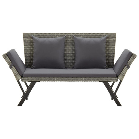 vidaXL Tuinbank met kussens 176 cm poly rattan grijs afbeelding2 - 1