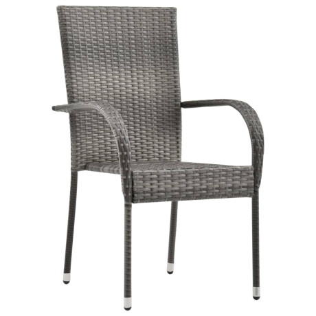 vidaXL Tuinstoelen stapelbaar 2 st poly rattan grijs afbeelding2 - 1
