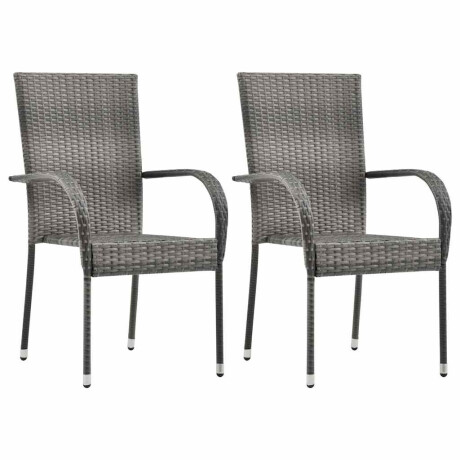 vidaXL Tuinstoelen stapelbaar 2 st poly rattan grijs afbeelding2 - 1