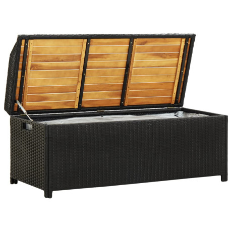 vidaXL Tuinopbergbank 120 cm poly rattan zwart afbeelding2 - 1