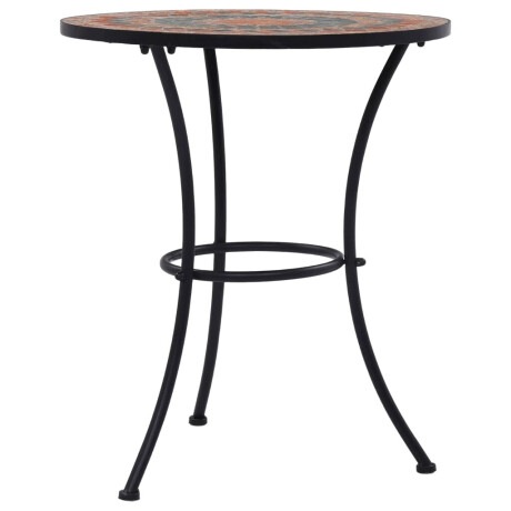 vidaXL Bistrotafel mozaïek 60 cm keramiek oranje en grijs afbeelding2 - 1