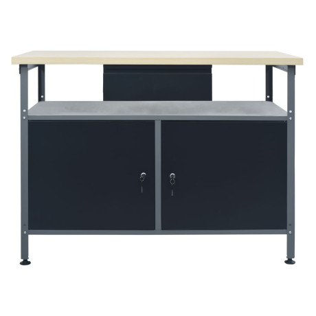 vidaXL Werkbank 120x60x85 cm staal zwart afbeelding2 - 1