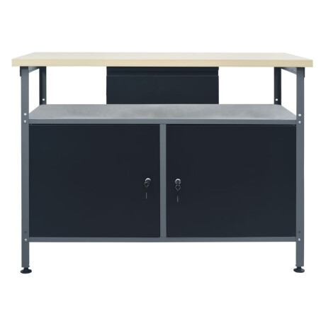 vidaXL Werkbank 120x60x85 cm staal zwart afbeelding2 - 1